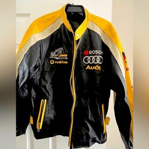 Black and yellow Genuine Leather Biker Jacket